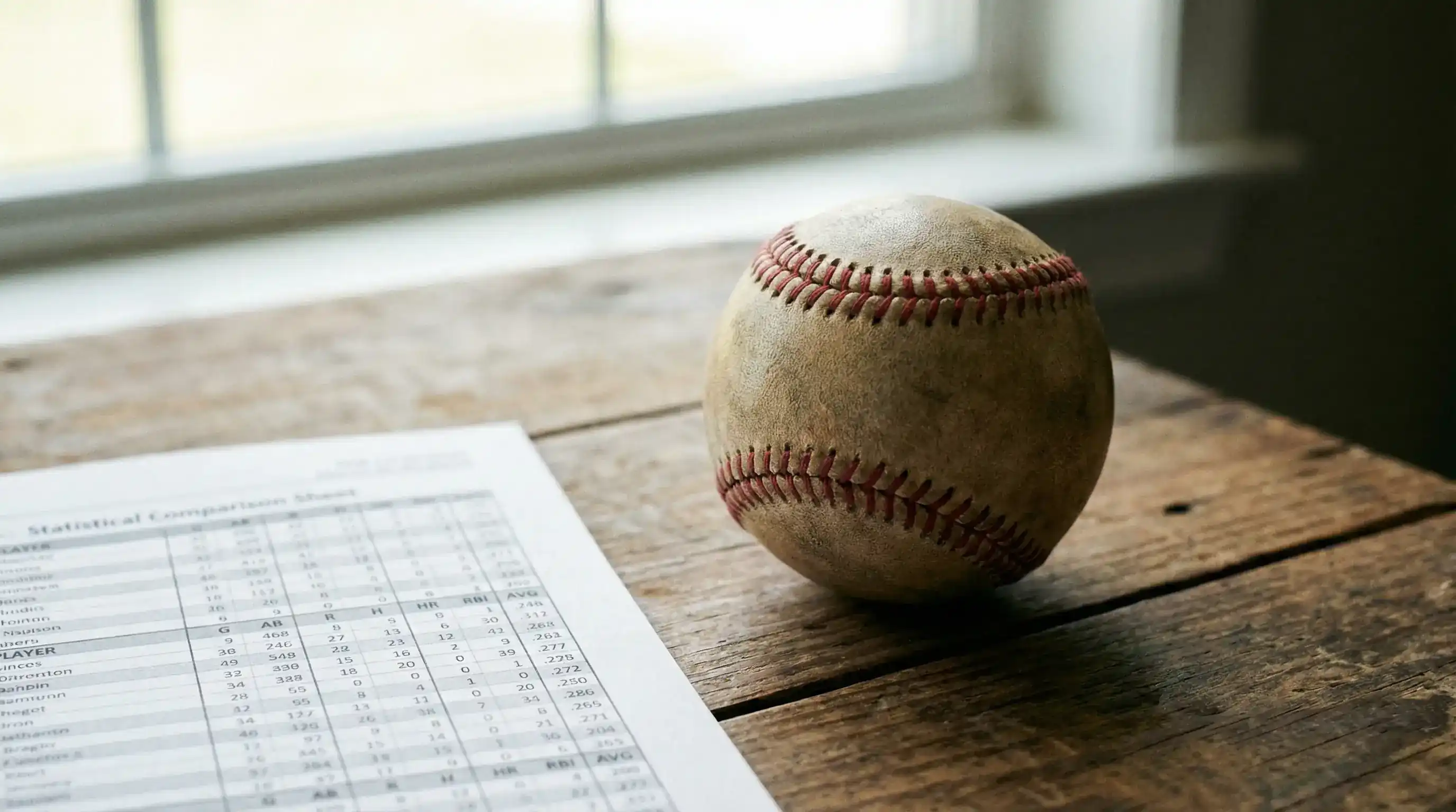 Baseball ja numerotaulu kertoimien lukemisen ja vertailun havainnollistamiseksi
